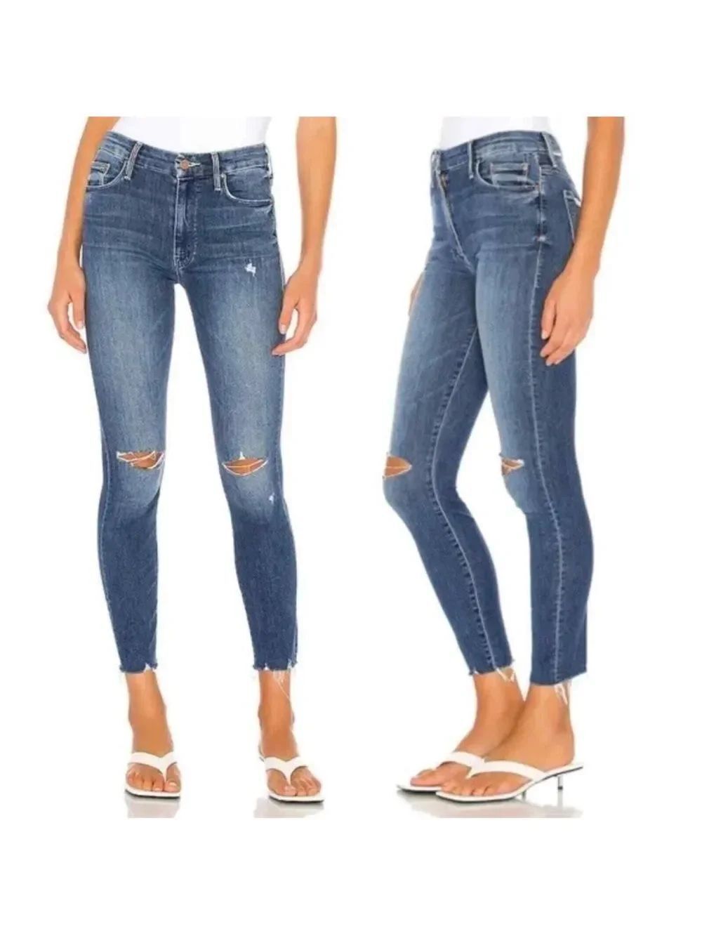 Mother Denim High Waisted Looker Ankle Fray Get your grove back $238